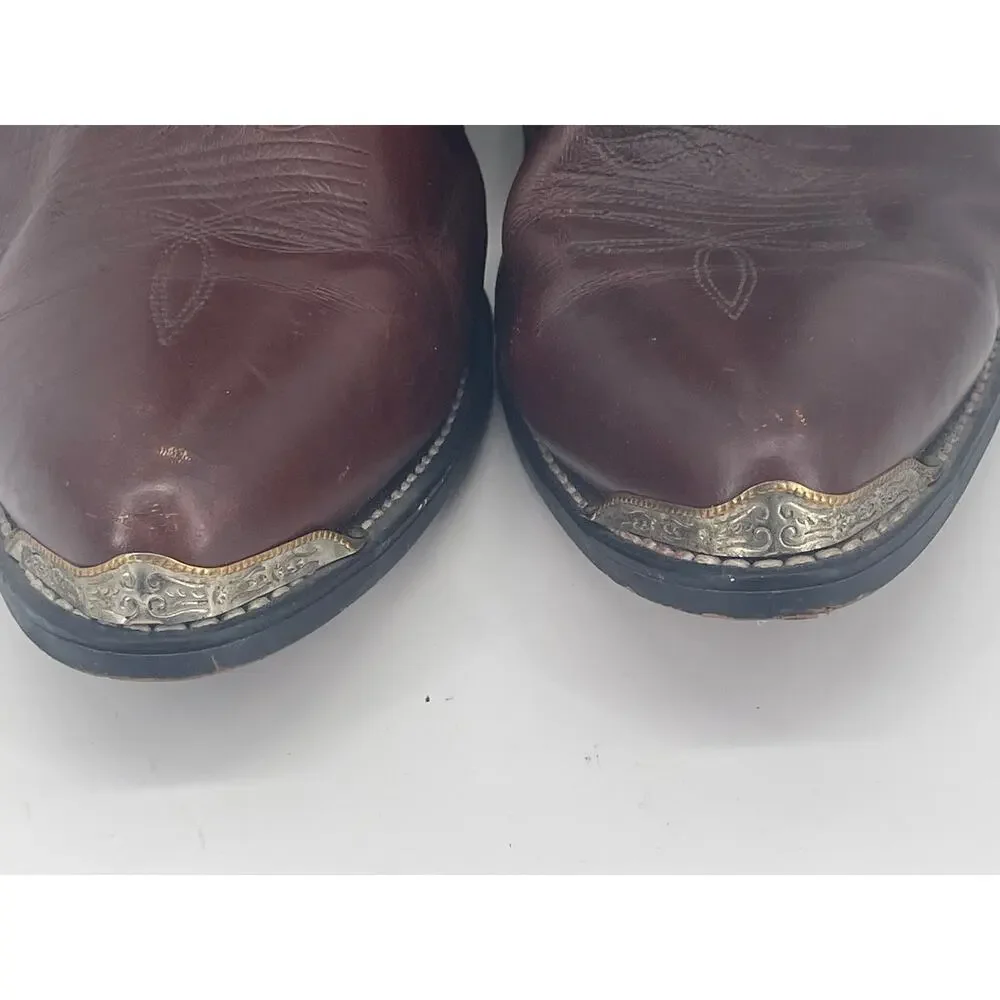 Justin RB913 Men's Size 13 EW Brown Black Leather Western Cowboy Boots Metal